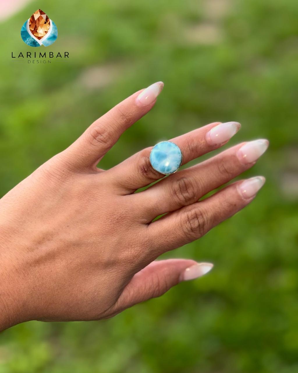Circle larimar ring