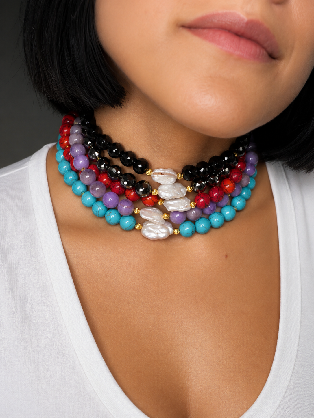 Natural beads chokers