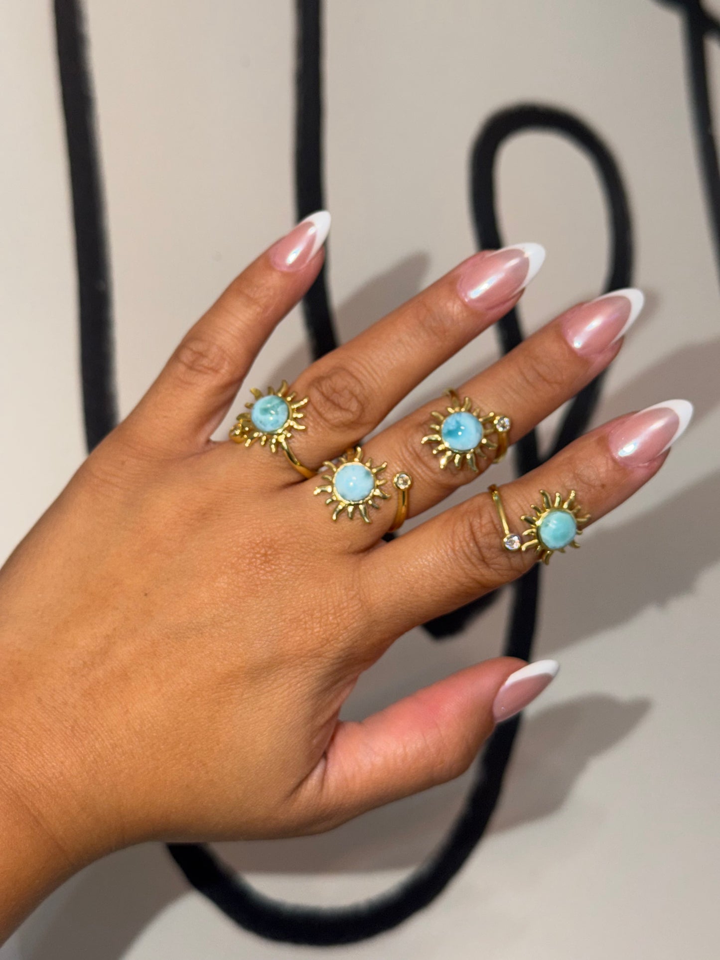 Larimar ajustable rings