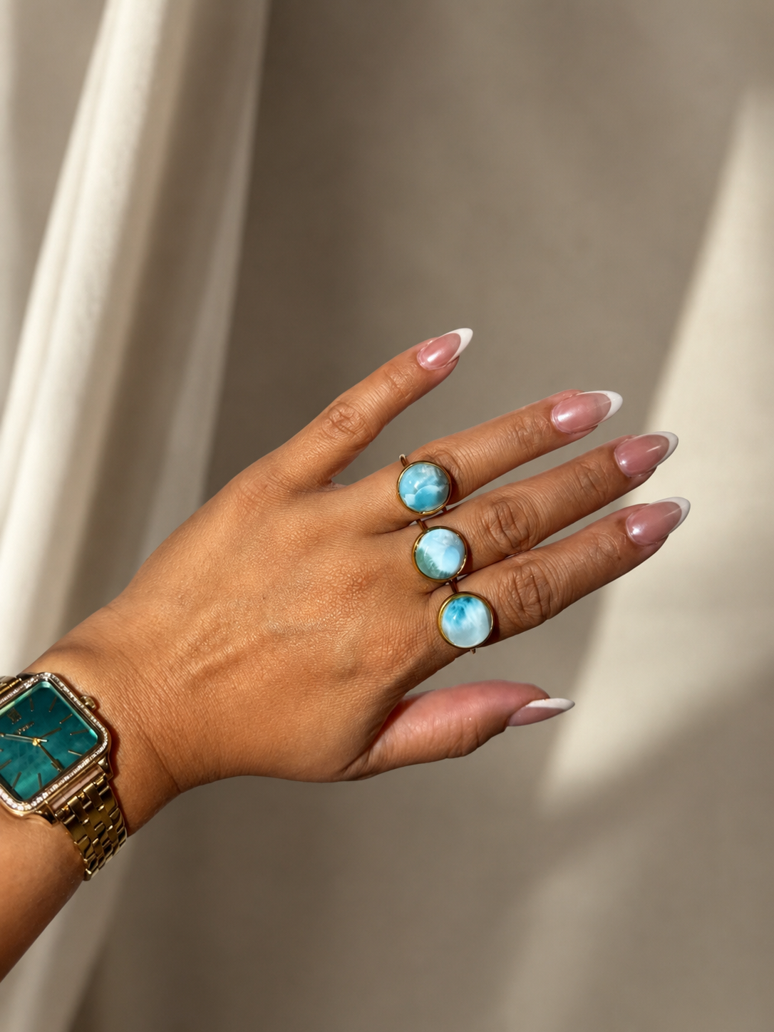 Larimar ajustable rings