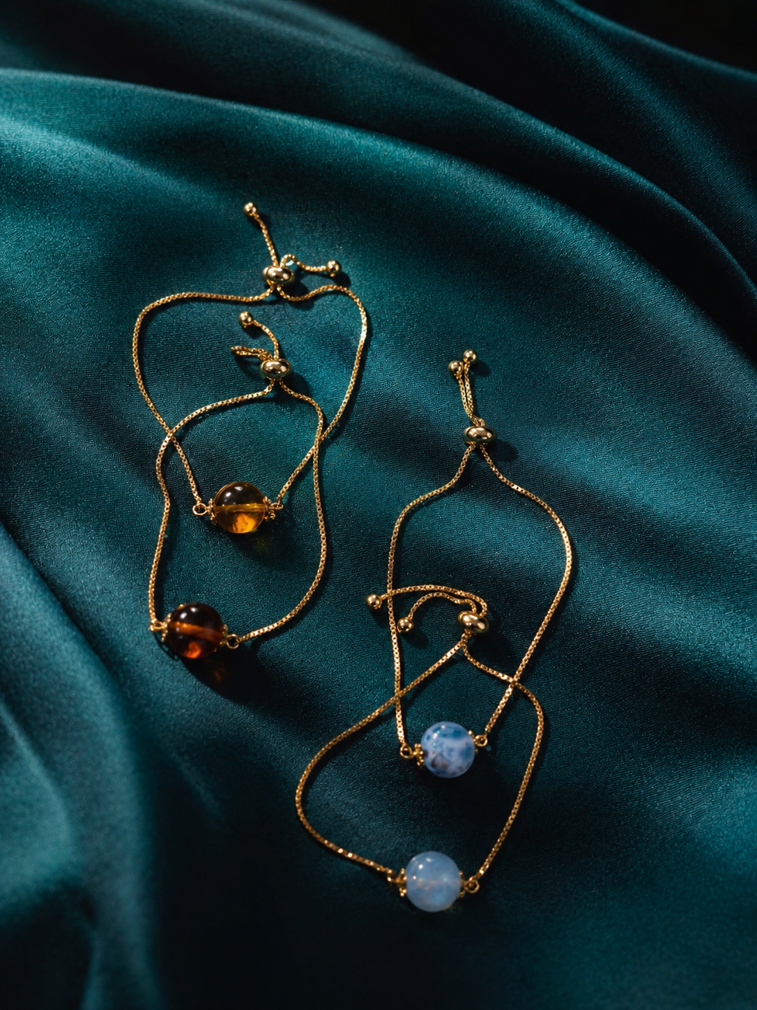 Larimar and amber bracelet