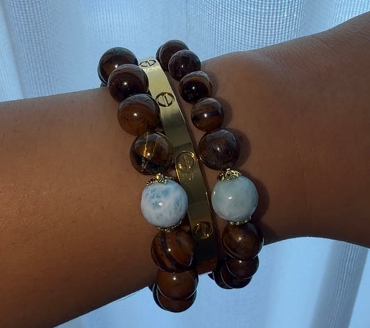 Tiger eye and larimar set 🩵🤎