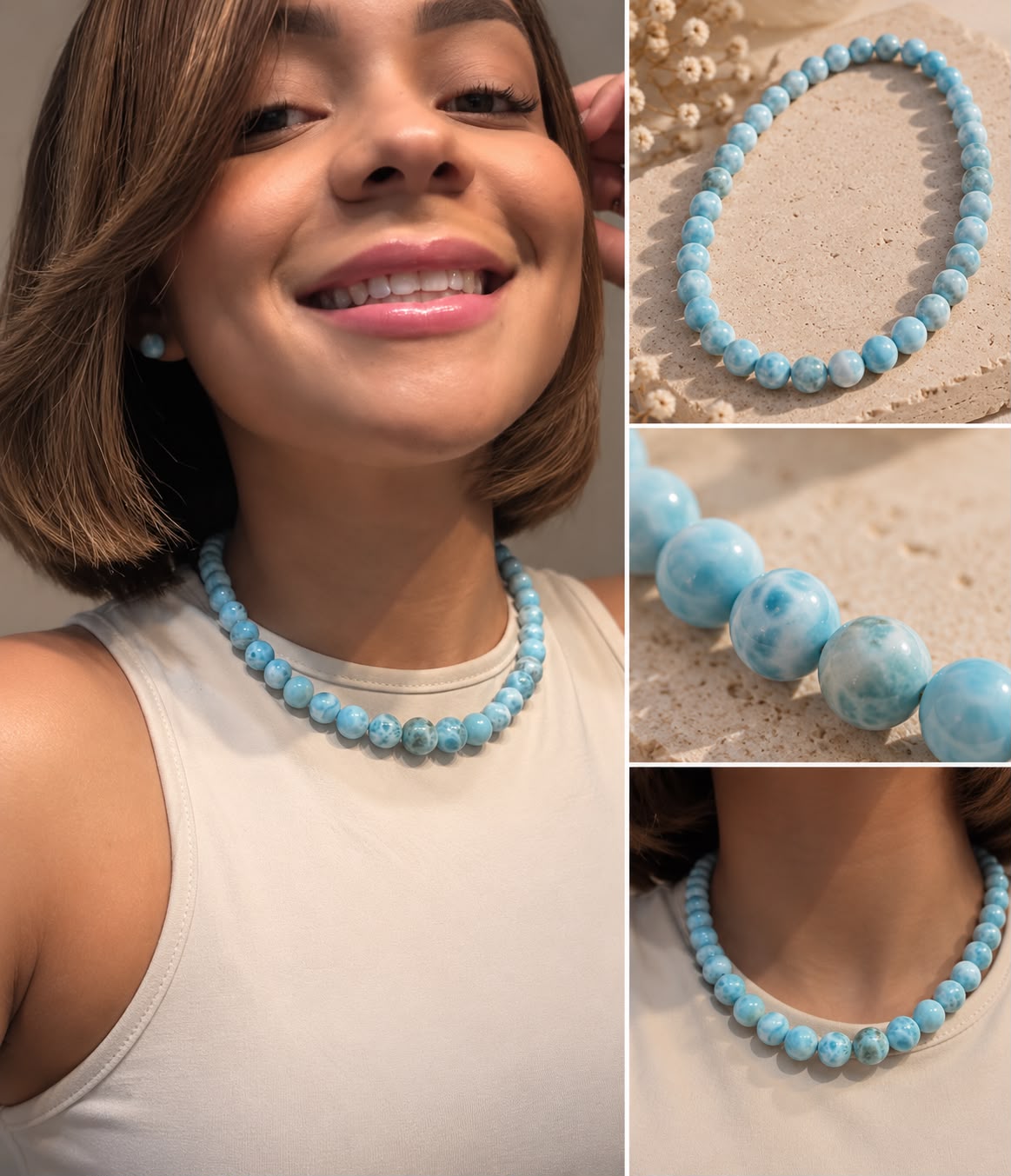 Collar de larimar ajustable